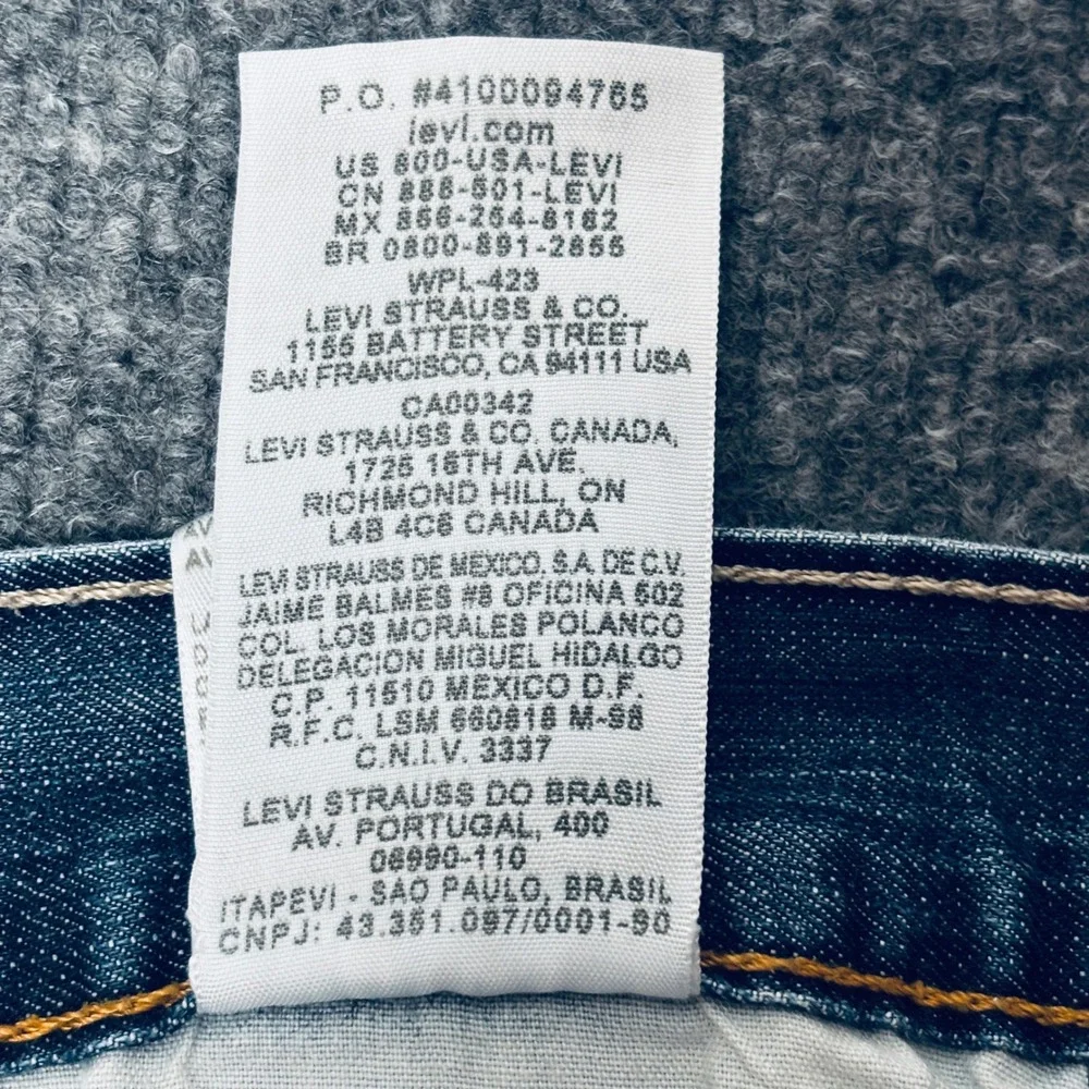 Levis 514 Slim Straight Jeans Mens 42x30 Blue Denim Medium Wash‎